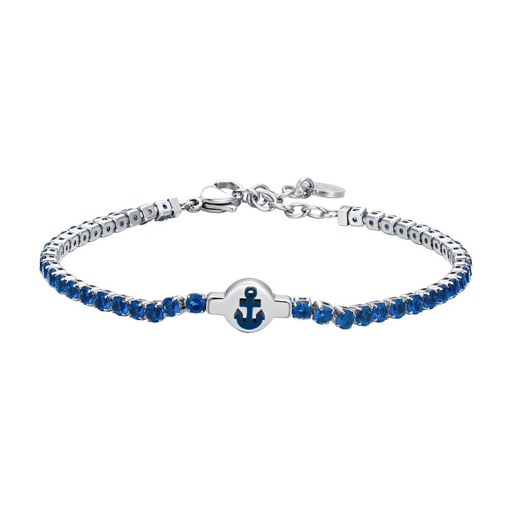 BRACCIALE TENNIS UOMO IN ACCIAIO ZIRCONI BLU