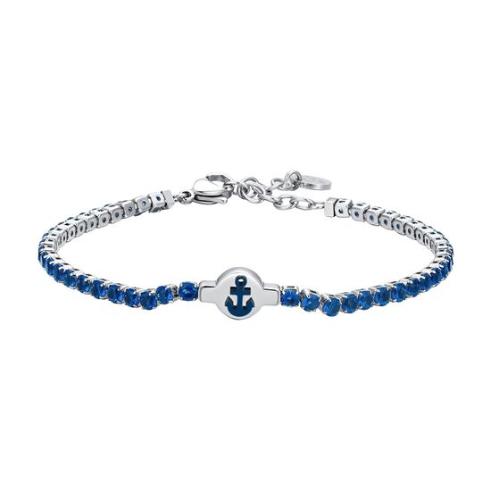 BRACCIALE TENNIS UOMO IN ACCIAIO ZIRCONI BLU