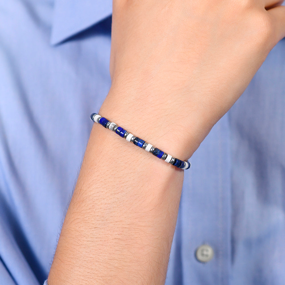 BRACCIALE UOMO IN ACCIAIO PIETRE LAPIS