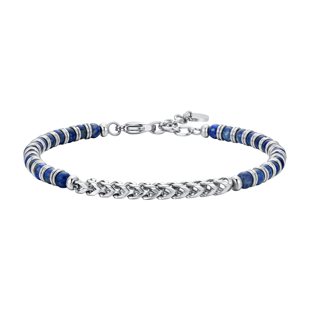 BRACCIALE UOMO IN ACCIAIO PIETRE LAPIS ED ELEMENTI IN ACCIAIO