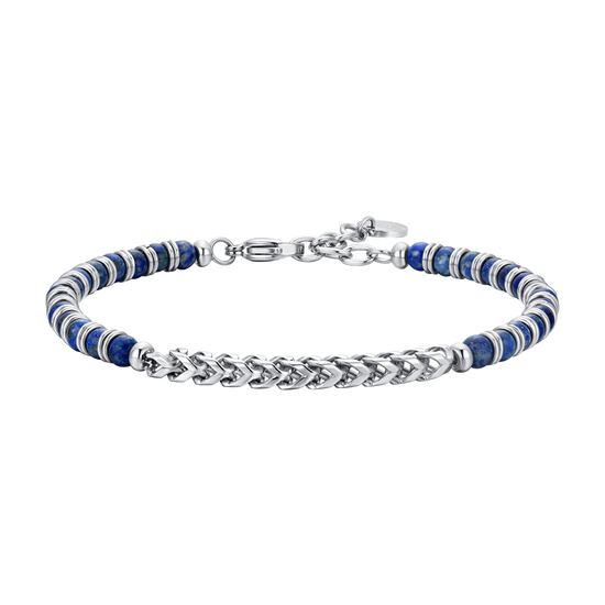 BRACCIALE UOMO IN ACCIAIO PIETRE LAPIS ED ELEMENTI IN ACCIAIO