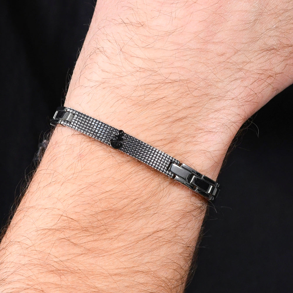 BRACCIALE UOMO IN ACCIAIO ANCORA IP NERO