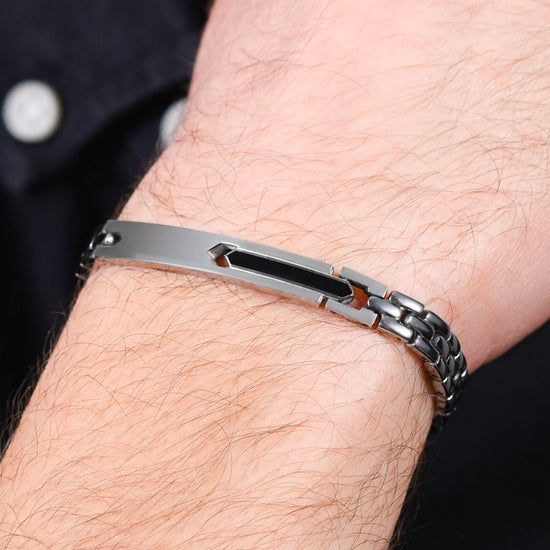 BRACCIALE UOMO IN ACCIAIO ELEMENTO IP NERO