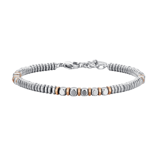 BRACCIALE UOMO IN ACCIAIO EMATITE SILVER E ROSE GOLD