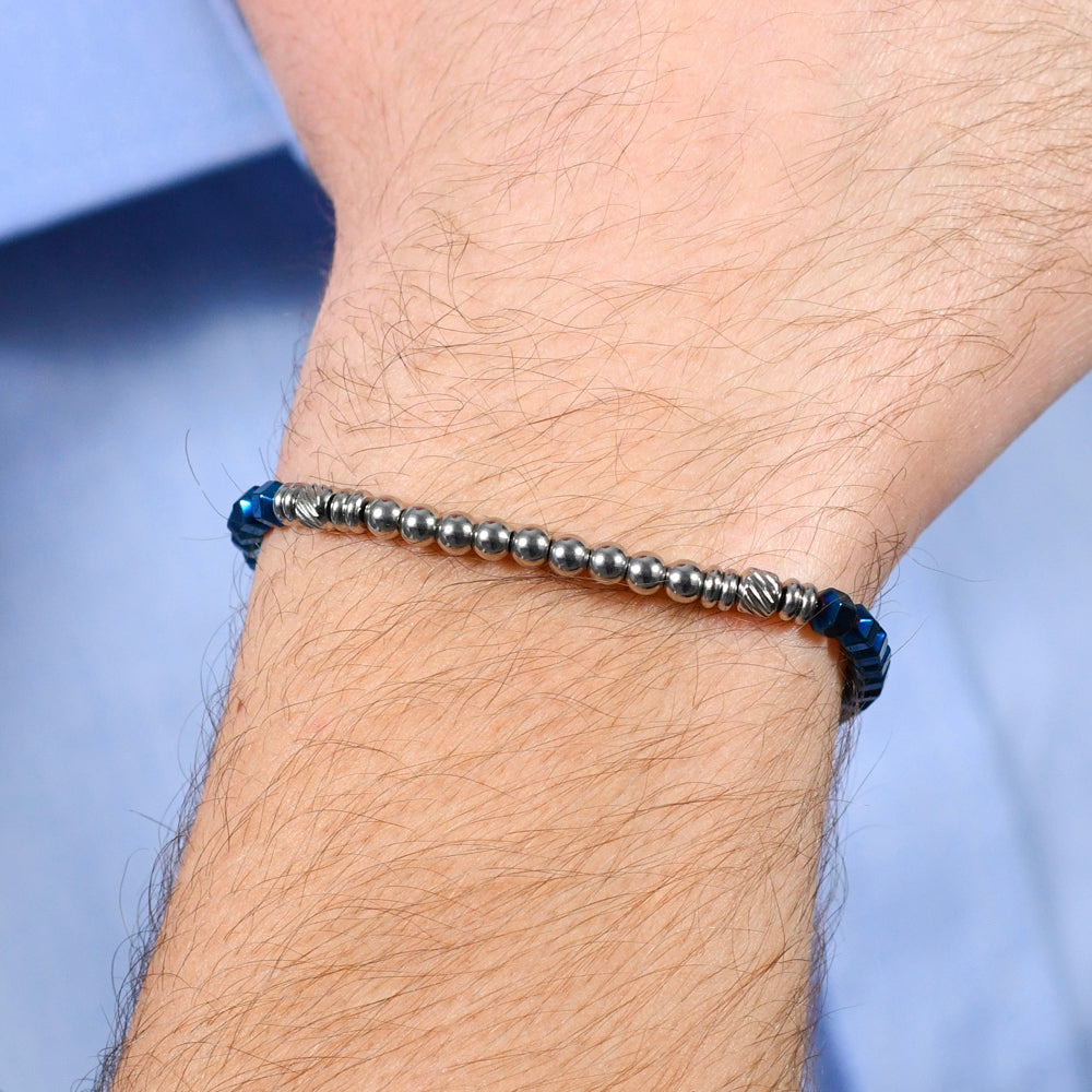 BRACCIALE UOMO IN ACCIAIO EMATIVE SILVER E BLU