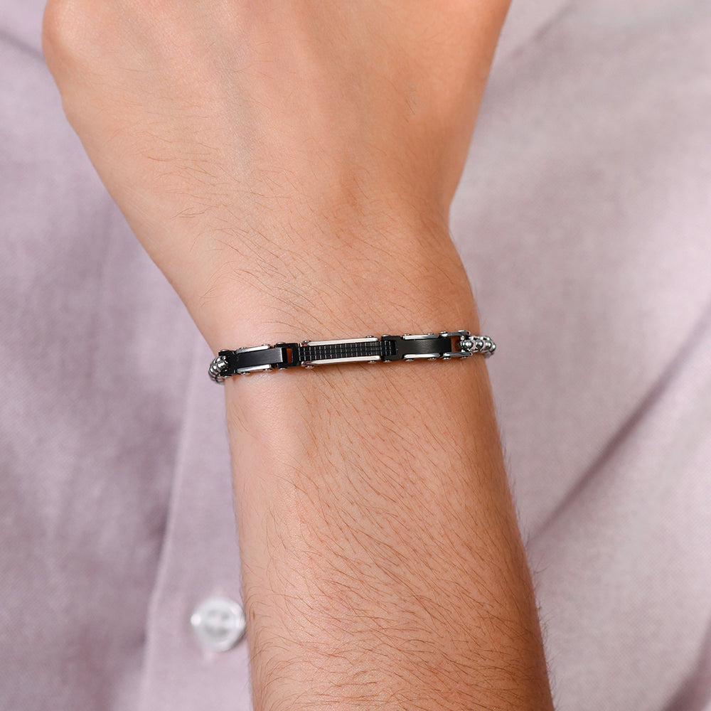 BRACCIALE UOMO IN ACCIAIO ED ELEMENTI IN ACCIAIO IP BLACK