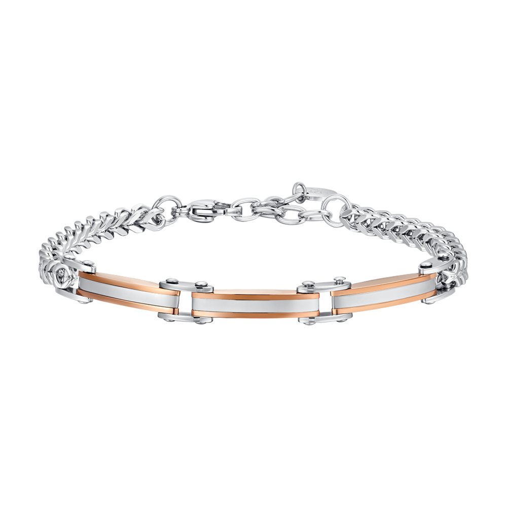 BRACCIALE UOMO IN ACCIAIO ELEMENTI IN ACCIAIO IP ROSE GOLD