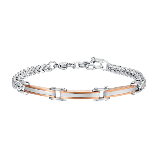 BRACCIALE UOMO IN ACCIAIO ELEMENTI IN ACCIAIO IP ROSE GOLD