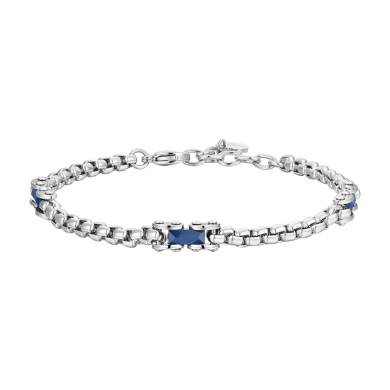 BRACCIALE UOMO IN ACCIAIO ELEMENTI IN CERAMICA BLU