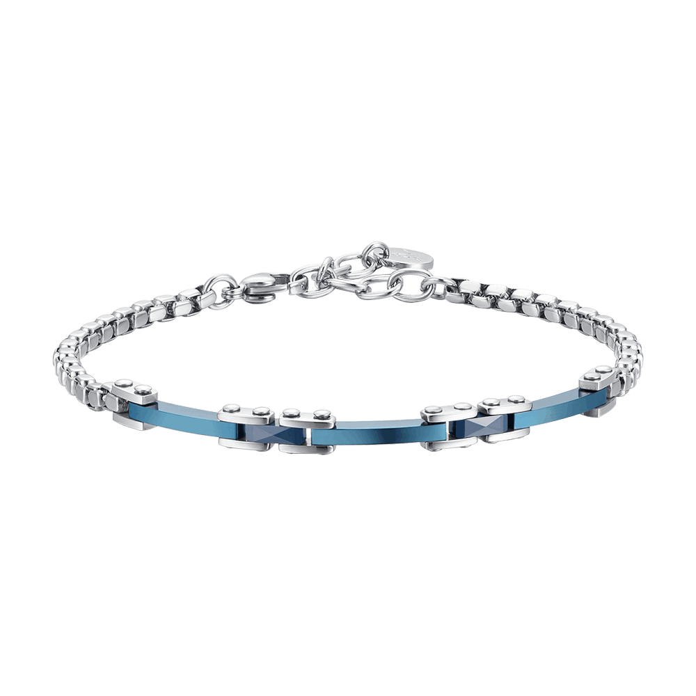 BRACCIALE UOMO IN ACCIAIO E CERAMICA BLU