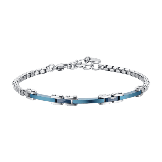 BRACCIALE UOMO IN ACCIAIO E CERAMICA BLU