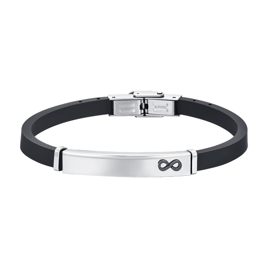 BRACCIALE UOMO IN SILICONE CON PIASTRA ED INFINITO