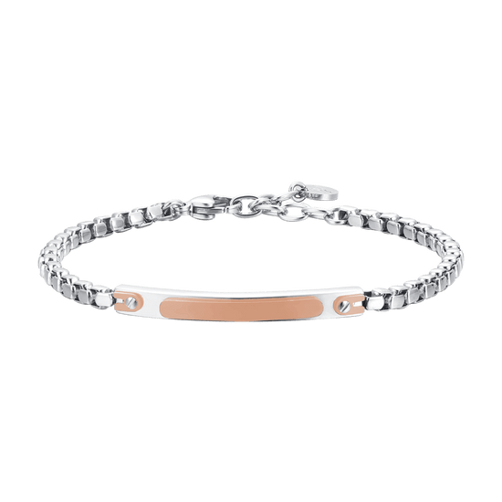 BRACCIALE UOMO IN ACCIAIO CON PIASTRA IP ROSE