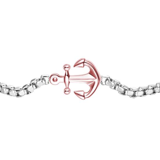 BRACCIALE UOMO IN ACCIAIO IP ROSE CON ANCORA