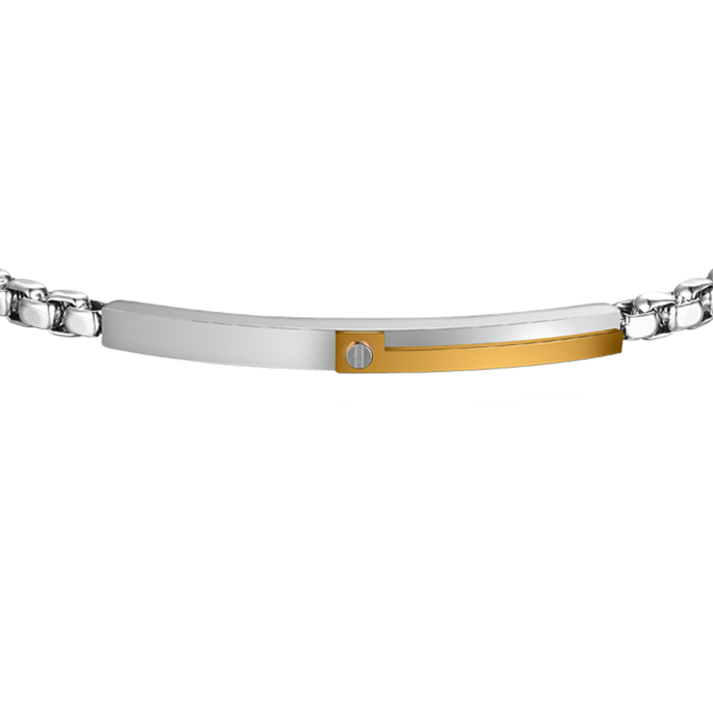 BRACCIALE UOMO IN ACCIAIO, PIASTRA CON ELEMENTO IP GOLD