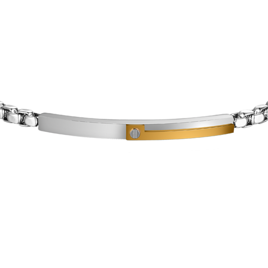 BRACCIALE UOMO IN ACCIAIO, PIASTRA CON ELEMENTO IP GOLD