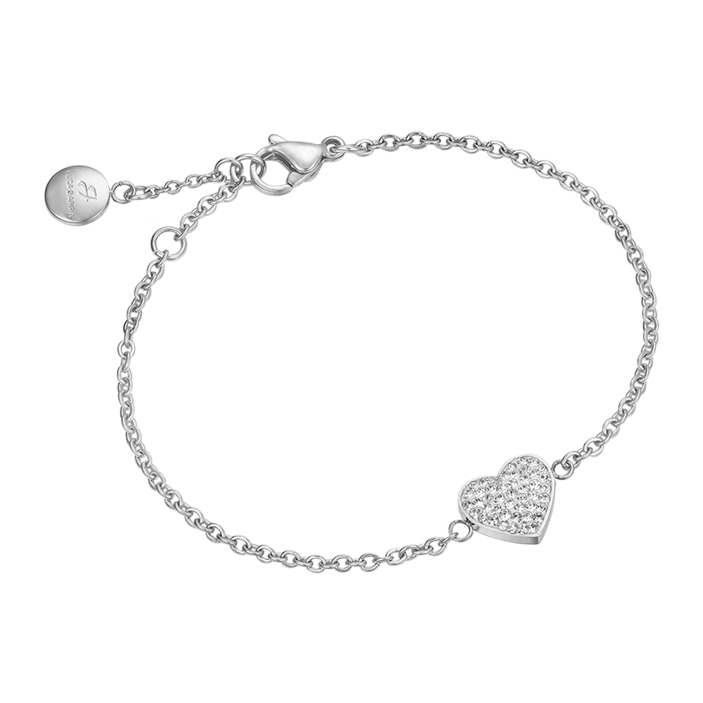 BRACCIALE DONNA IN ACCIAIO CON CUORICINO E CRISTALLI BIANCHI