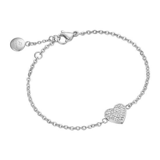 BRACCIALE DONNA IN ACCIAIO CON CUORICINO E CRISTALLI BIANCHI