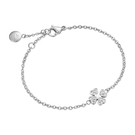 BRACCIALE DONNA IN ACCIAIO CON QUADRIFOGLIO E CRISTALLI