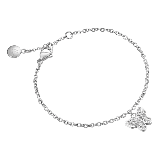 BRACCIALE DONNA IN ACCIAIO CON FARFALLA E CRISTALLI