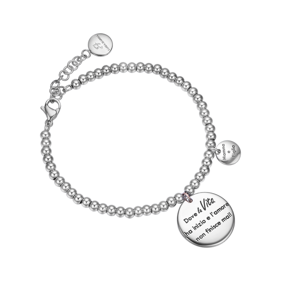 BRACCIALE IN ACCIAIO "DOVE LA VITA HA INIZIO E L'AMORE NON FINISCE MAI"