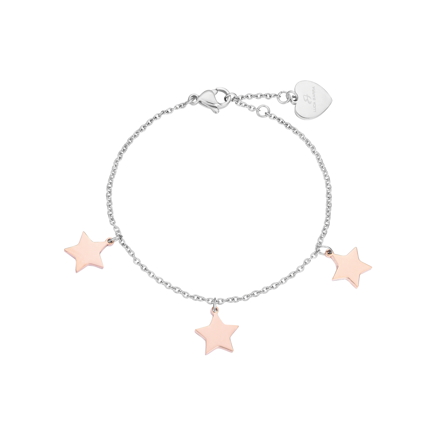 BRACCIALE IN ACCIAIO CON STELLE ROSE'