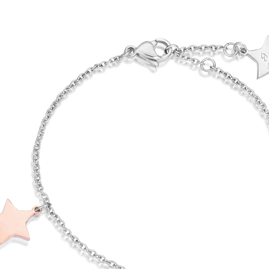 BRACCIALE IN ACCIAIO CON STELLE ROSE'