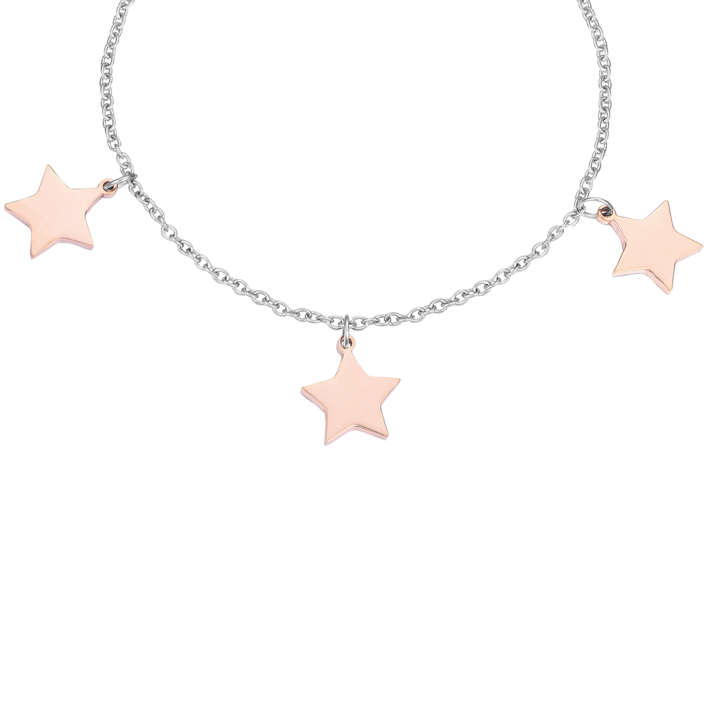 BRACCIALE IN ACCIAIO CON STELLE ROSE'