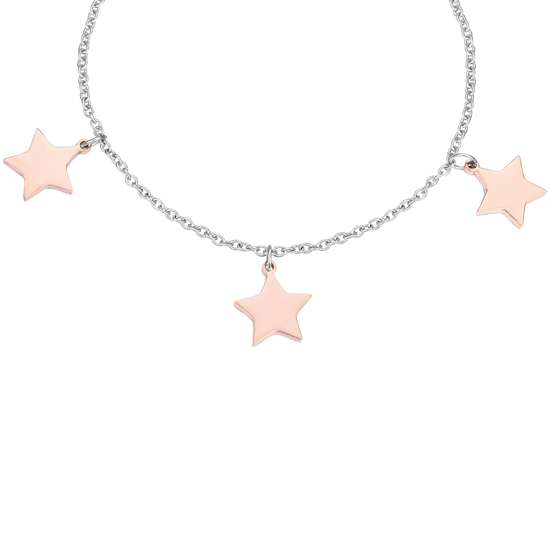 BRACCIALE IN ACCIAIO CON STELLE ROSE'