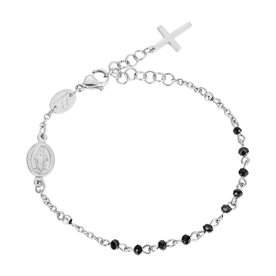 BRACCIALE DONNA ROSARIO IN ACCIAIO CON CRISTALLI NERI