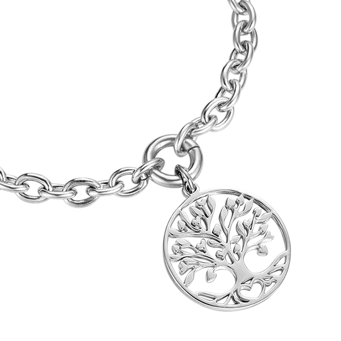 BRACCIALE DONNA IN ACCIAIO CON CIONDOLO ALBERO DELLA VITA