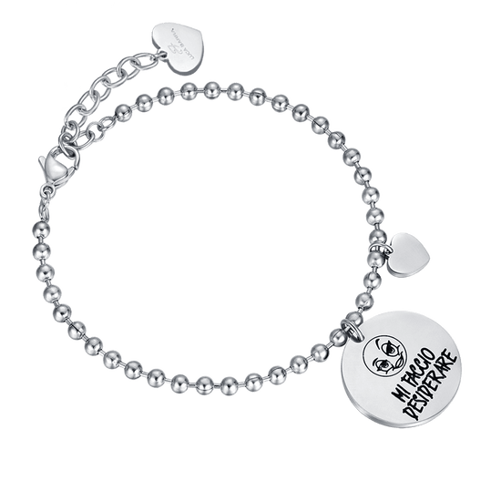 BRACCIALE DONNA IN ACCIAIO CON FRASE MI FACCIO DESIDERARE