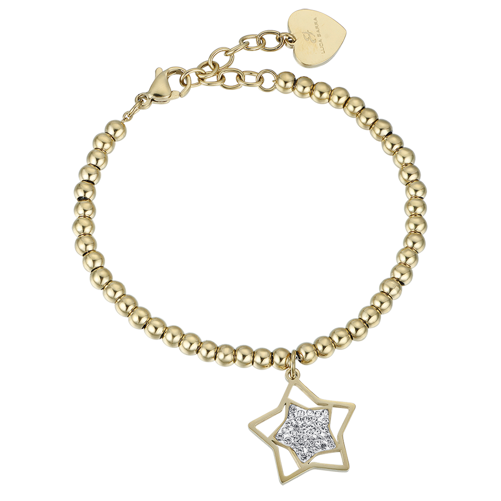 BRACCIALE DONNA IN ACCIAIO IP GOLD CON STELLA CON CRISTALLI BIANCHI