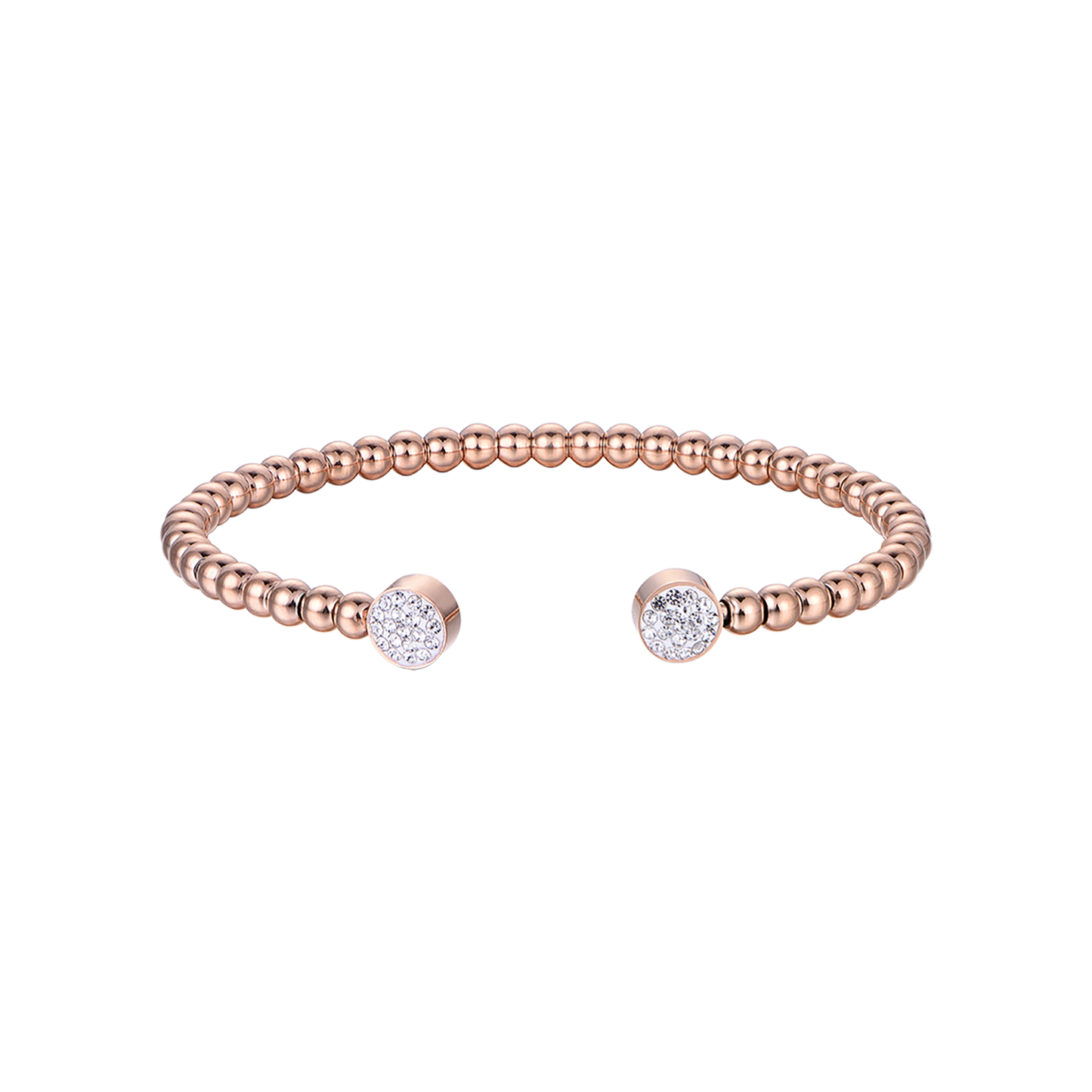 BRACCIALE IN ACCIAIO IP ROSE CON CRISTALLI BIANCHI