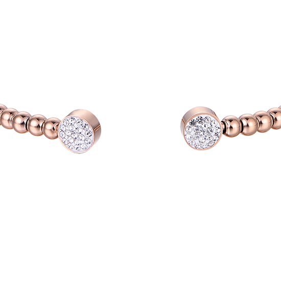 BRACCIALE IN ACCIAIO IP ROSE CON CRISTALLI BIANCHI