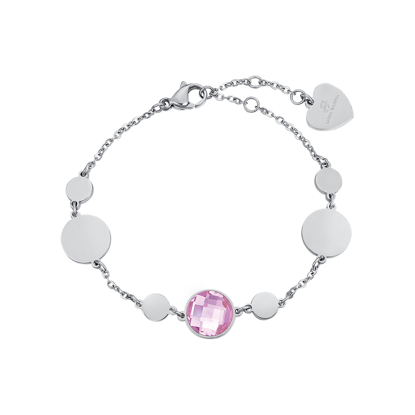 BRACCIALE IN ACCIAIO CON PIETRE ROSA