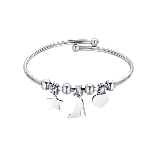 BRACCIALE IN ACCIAIO CON STELLA, SCARPA E CUORE