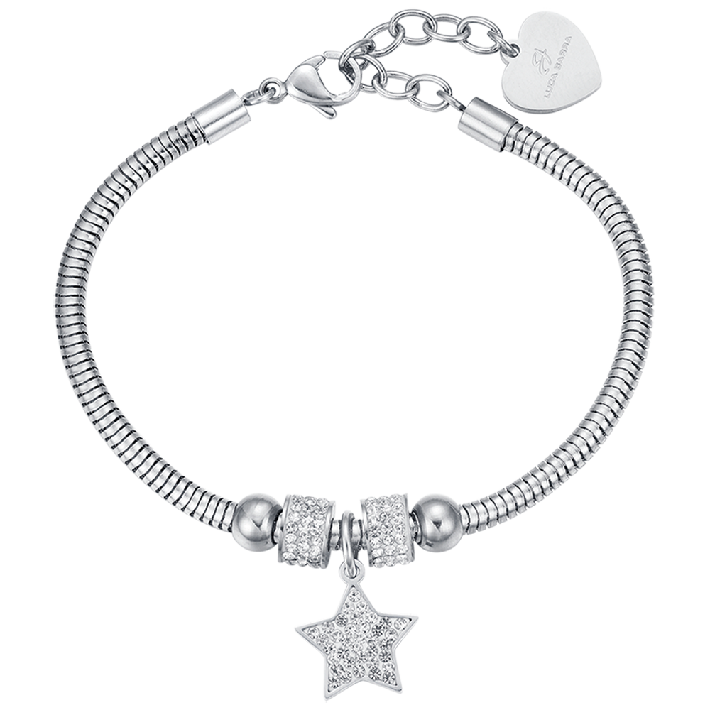 BRACCIALE DONNA IN ACCIAIO STELLA CON CRISTALLI BIANCHI