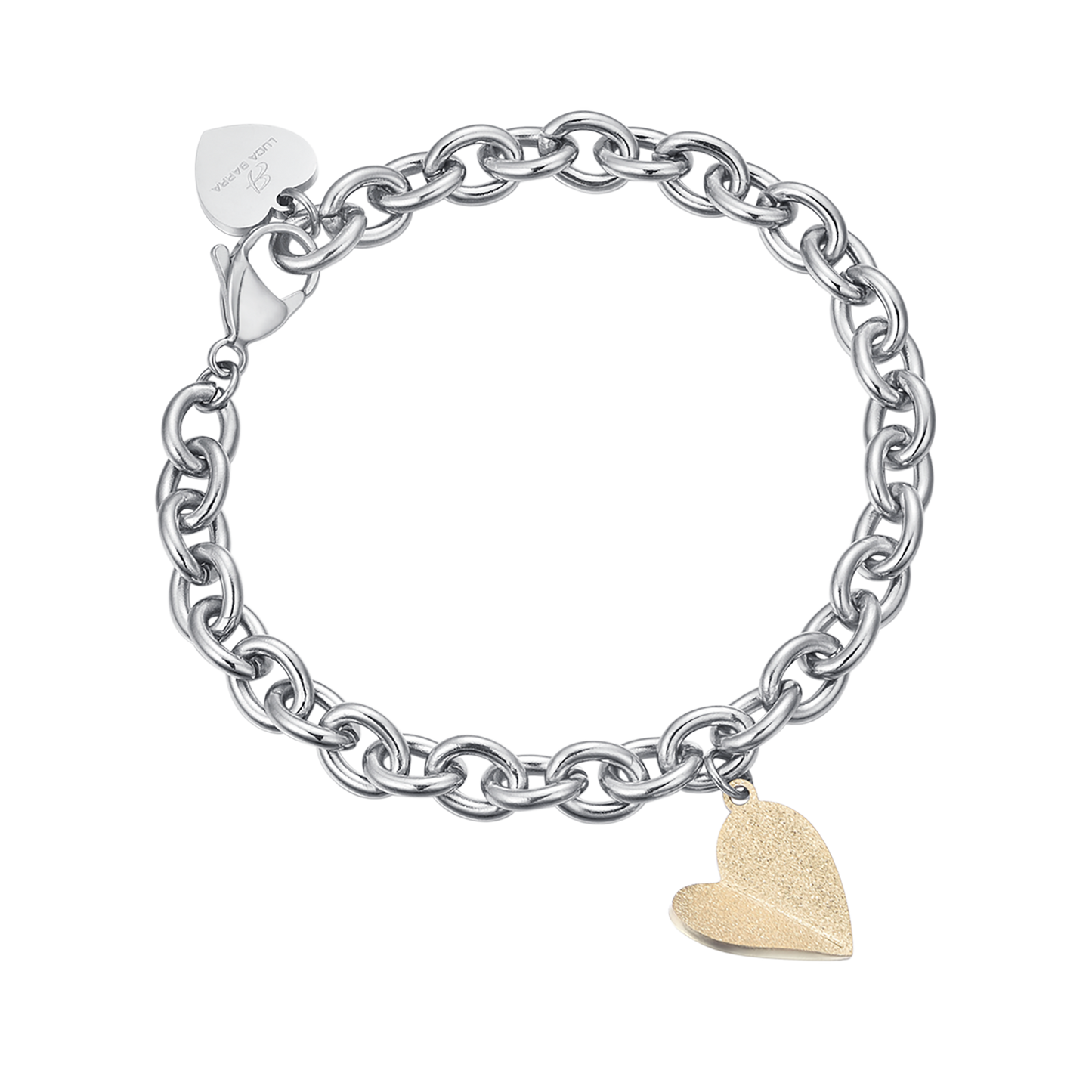 BRACCIALE IN ACCIAIO CON CUORE IP GOLD