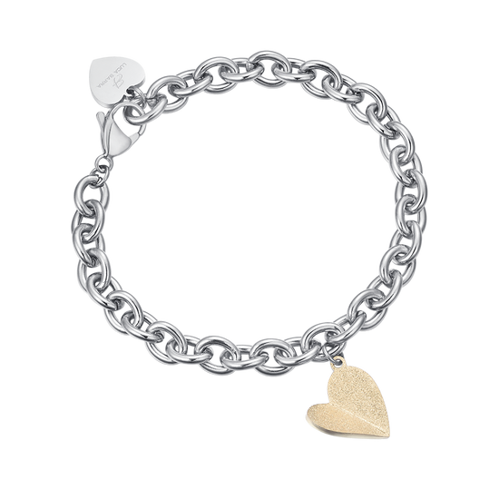 BRACCIALE IN ACCIAIO CON CUORE IP GOLD Luca Barra