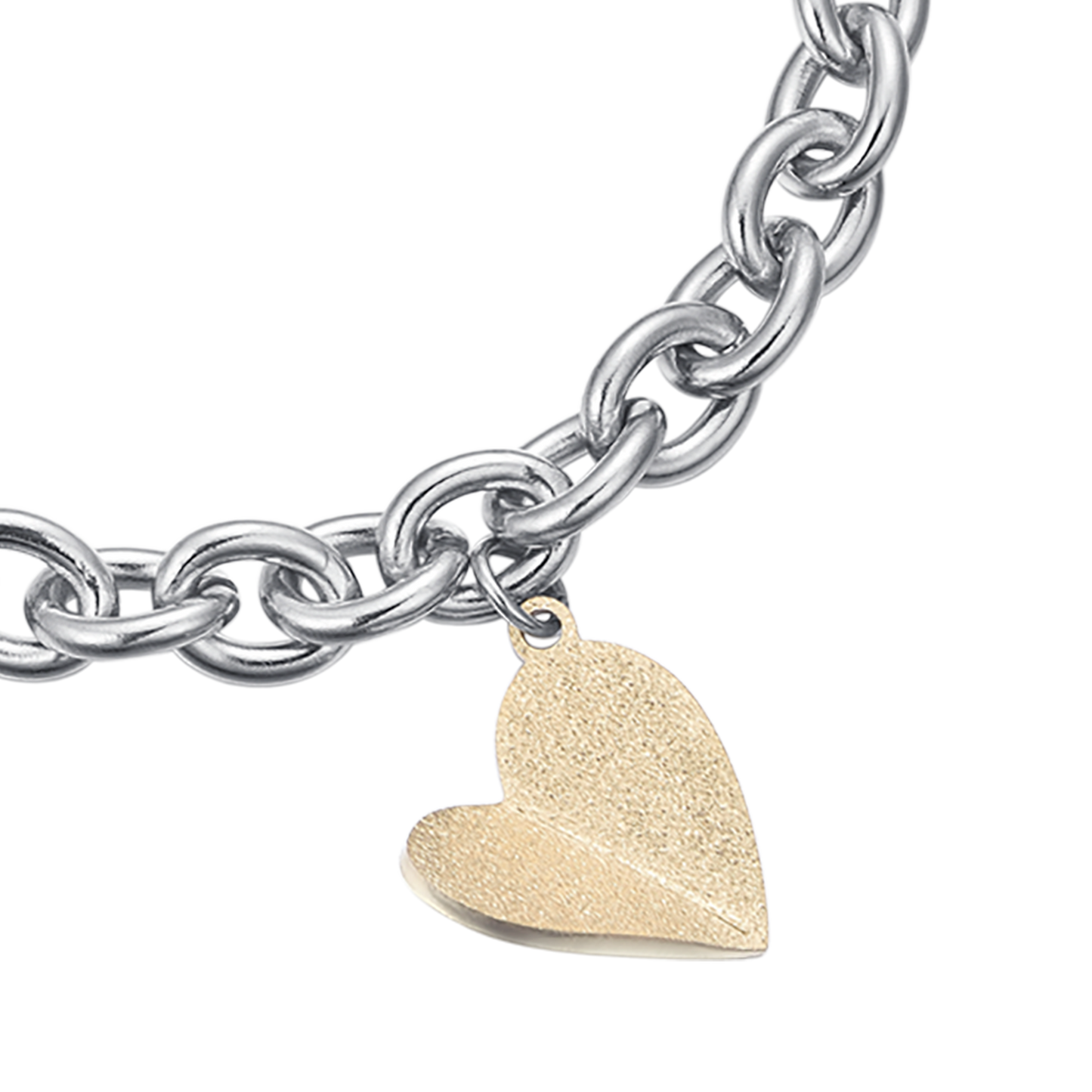 BRACCIALE IN ACCIAIO CON CUORE IP GOLD