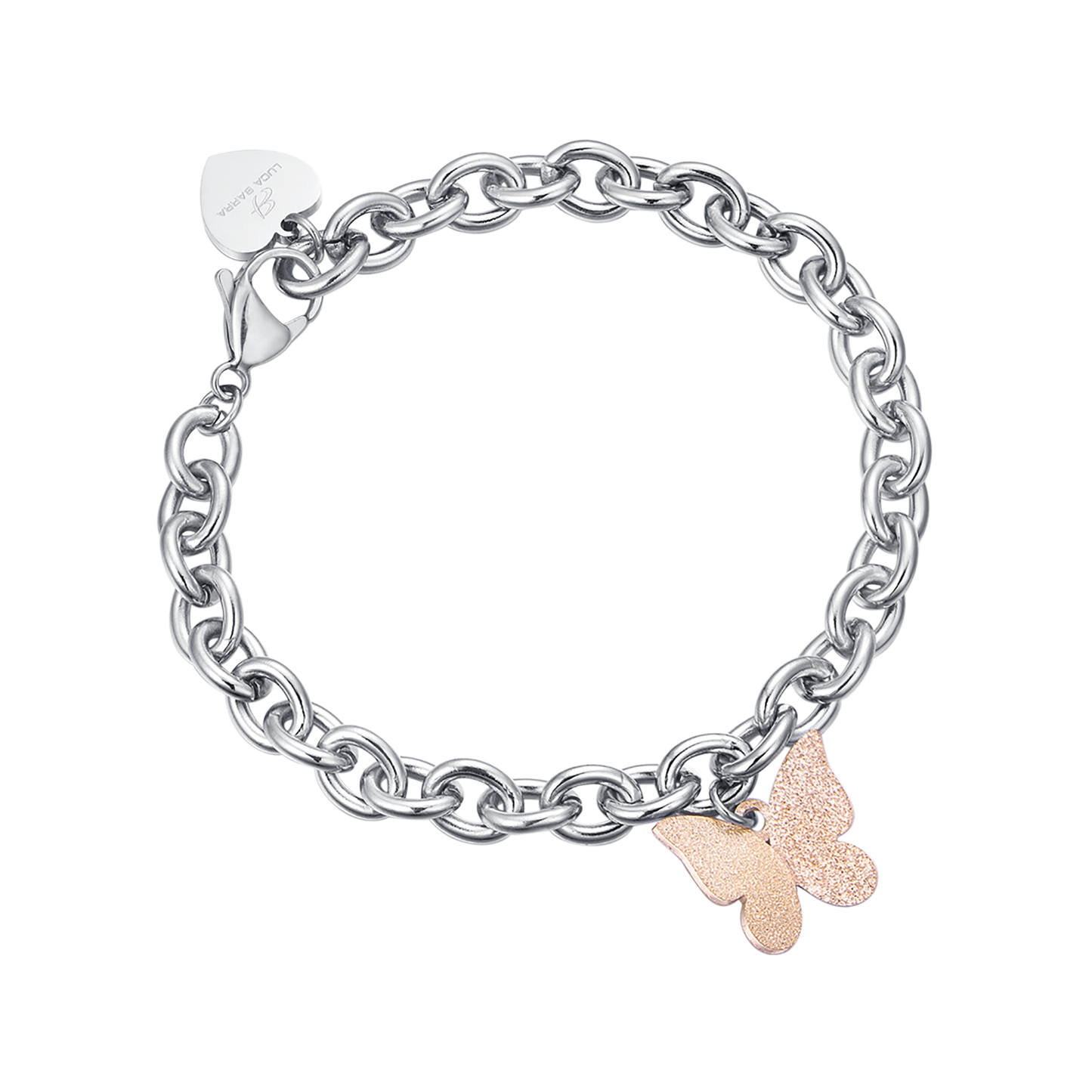 BRACCIALE IN ACCIAIO CON FARFALLA IP ROSE