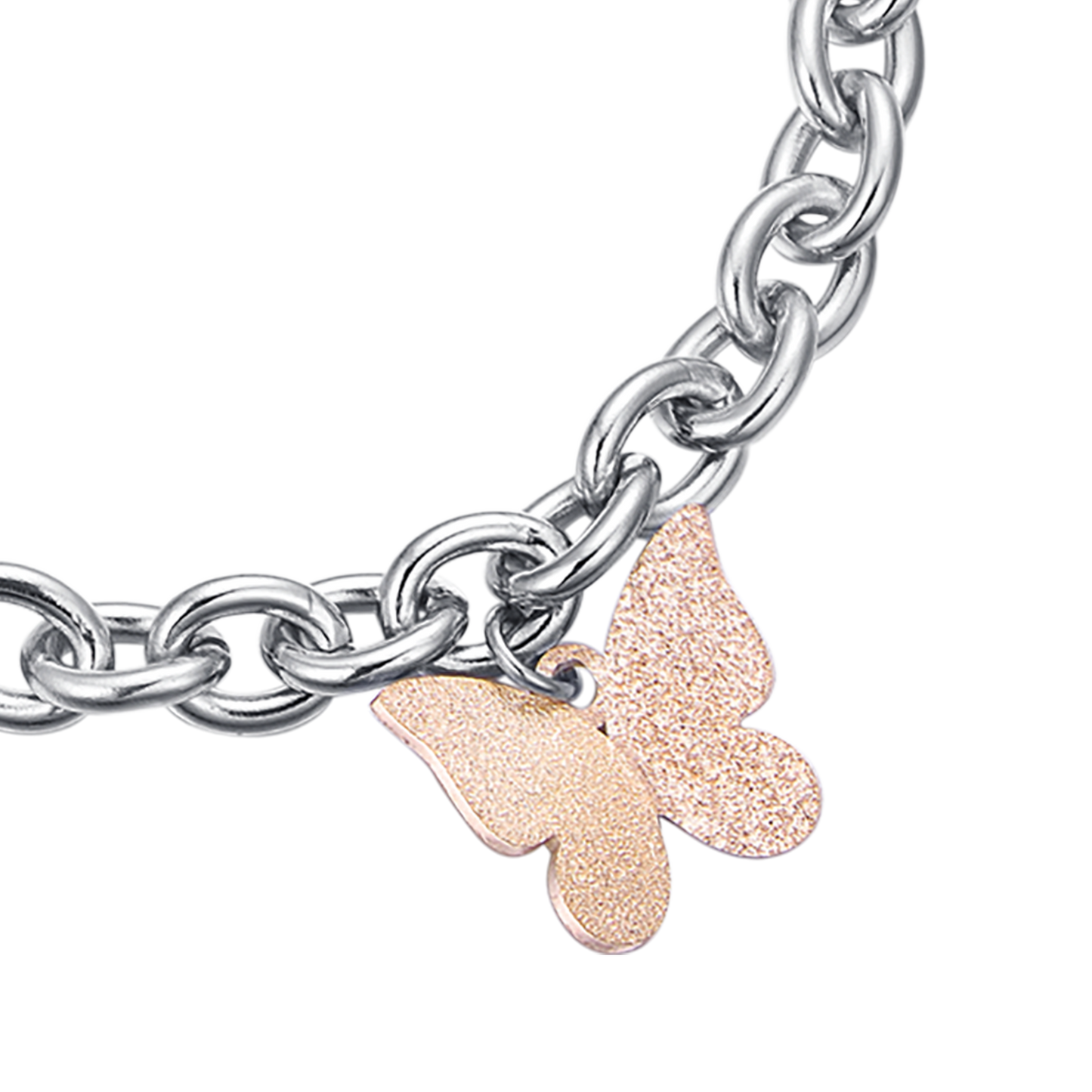 BRACCIALE IN ACCIAIO CON FARFALLA IP ROSE