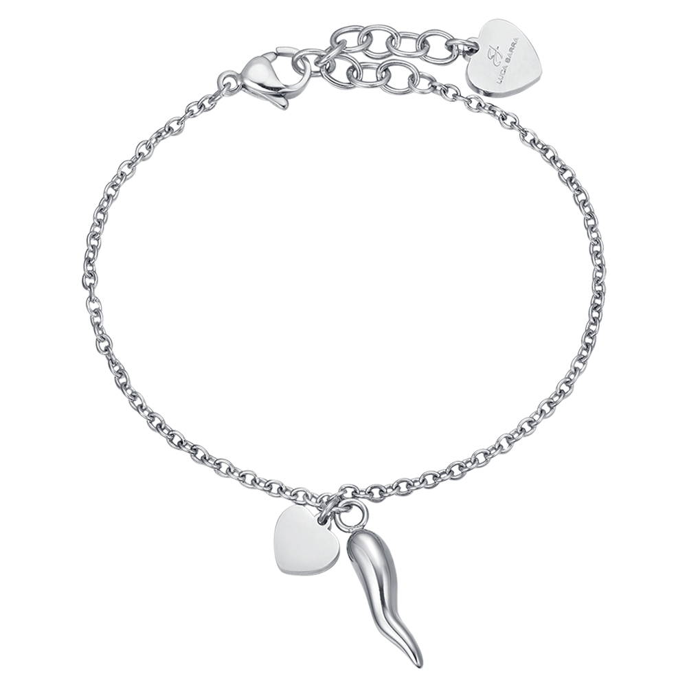 BRACCIALE DONNA IN ACCIAIO CON CUORE E CORNO