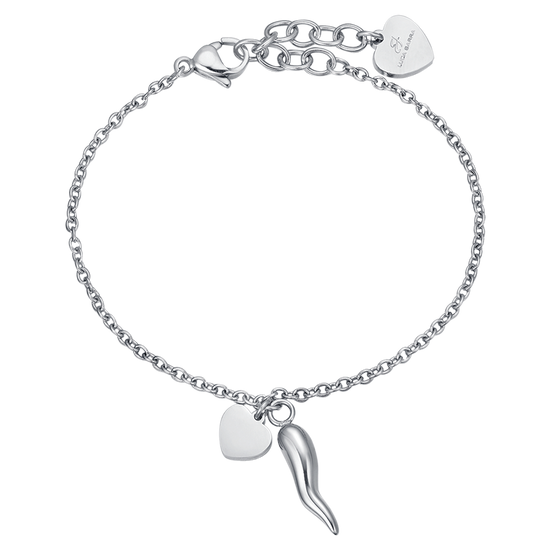 BRACCIALE DONNA IN ACCIAIO CON CUORE E CORNO