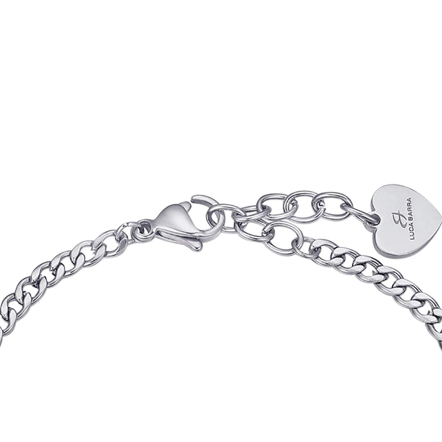 BRACCIALE IN ACCIAIO CON CUORE IN ACCIAIO IP ROSE E CRISTALLI BIANCHI