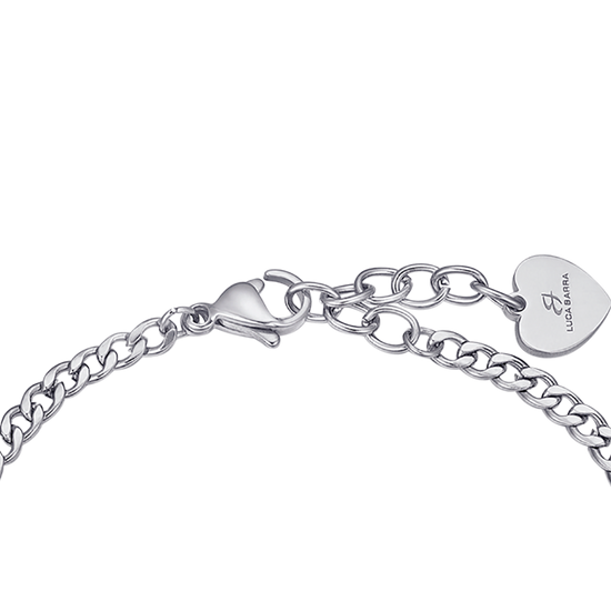 BRACCIALE IN ACCIAIO CON CUORE IN ACCIAIO IP ROSE E CRISTALLI BIANCHI