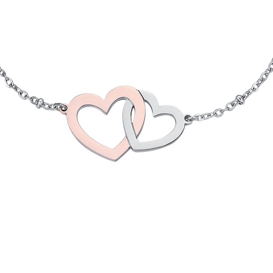 BRACCIALE IN ACCIAIO CON CUORI IN ACCIAIO E ACCIAIO IP ROSE