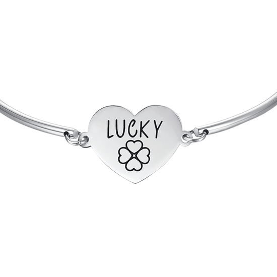 BRACCIALE DONNA IN ACCIAIO CON SCRITTA LUCKY