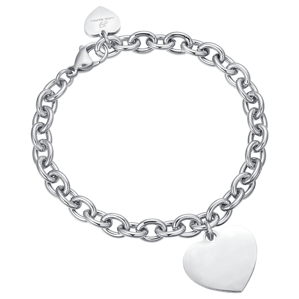 BRACCIALE DONNA PERSONALIZZATO IN ACCIAIO CON CUORE MAGLIA CATENA Luca Barra